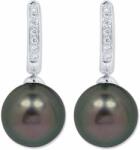 White & Black Tahiti igazgyöngy fülbevaló gyémánt zárral - 11mm - AA (AU14438)