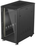 Lanberg 19" szabadon álló rack szekrény 22U/600X1000 üvegajtó, lapraszerelt, fekete