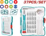 TOTAL Set surubelnite de precizie TOTAL, 37 piese, biti Torx/PH pentru electronice (TACSD30376) Surubelnita