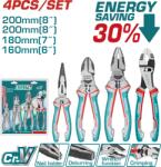 TOTAL Set 4 clesti TOTAL Cr-V cu parghie înalta, manere TPR (6/7/8 inch) (THT2K0488) Cleste