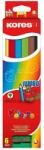Kores Creioane colorate Jumbo, 6 culori, ascutitoare inclusa, triunghiulare (KO93506)