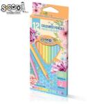 S-COOL Creioane colorate, pastel, forma triunghiulara, grosime mina 3 mm, set 12 culori (JOC30346)