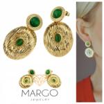 Xuping 4808 Arany színű, lógó, nemesacél fülbevaló szett, retro, nagy méretű, celebstílus