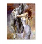 PD Media Festés Számokkal Kerettel Festmény Nő Lovak 40x50 Vászonkép (Malowanie po numerach)