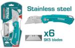 TOTAL Cutter profesional TOTAL din inox 61x19 mm, cu 6 lame SK5 de rezerva (THT5136288)