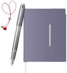 Parker Set Stilou IM Rituals gri cu accesorii cromate + Agenda Velvet B6 violet (PACHETMARTISOR6(1))