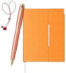 Parker Set Stilou IM Rituals portocaliu cu accesorii aurii + Agenda Velvet B6 portocalie (PACHETMARTISOR6(3))