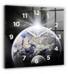 Wallfluent Edzett Üveg Óra Elegáns Csendes Óra Föld Hold Nap 30x30 (010010500010100272919)