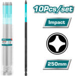 TOTAL Set 10 biti de impact TOTAL PH2 x 250 mm, otel S2, varf magnetic (TACIM16PH2103) Surubelnita