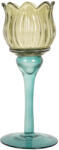 Clayre & Eef Suport lumanare sticla verde Ø 7x19 cm (6GL5350deco)