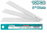 TOTAL Set 10 lame de rezerva pentru cutter TOTAL 9x80 mm, otel durabil (THT5190901)