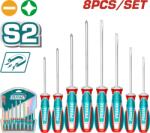TOTAL Set surubelnite TOTAL 8 piese SL/PH, otel S2 pentru montaj si reparatii (TKSDS0846) Surubelnita