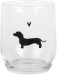 Clayre & Eef Pahar sticla transparenta neagra Catelus Ø 8x9 cm / 300 ml (PWSGL0004deco) Pahar