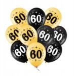 PartyPal Lufik 60. születésnapra arany és fekete 30cm 10 db
