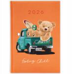 FunnyCase Naptár Narancssárga 2026 Határidőnapló Ajándék Vicces Chilout Teddy Bear Wz (KALENDARZ 2026 POMARAŃCZOWY CHILOUT TEDDY)