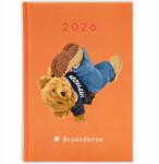 FunnyCase Naptár Narancssárga 2026 Határidőnapló Ajándék Vicces Breakdance Medve Minta (KALENDARZ 2026 POMARAŃCZOWY BREAKDANCE BEAR)