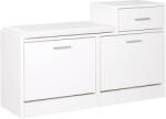 HomCom Dulap Pantofi cu Scaun Căptușit, 6 Perechi, 94.5x57x30cm, Lemn Granulat, Alb | Aosom Romania (837-014) Pantofar