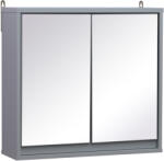 HomCom Dulapior de Baie de Perete cu Usa Dubla din Sticla cu Raft Reglabil, Gri, 48x14.5x45cm HOMCOM | Aosom Romania (834-172)