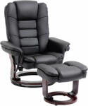HOMCOM Set Fotoliu Relax si Pouf Suport pentru Picioare, Pivotant la 360° cu Tetiera si Cotiere, Negru | Aosom Romania (839-165BK)