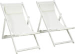 Outsunny Set 2 Scaune Fotoliu, Șezlong pentru Exterior, Pliabile și Rabatabile, din Aluminiu, 96.5 x 58 x 91.5 cm, Bej (84B-342V01WT)