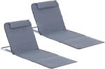 Outsunny Set de 2 Saltele de Plaja Outsunny, Pliabile cu Spatar Reglabil Gri | Aosom Romania (84B-455GY)