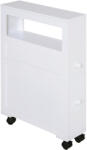 HomCom Mobilier Baie din Lemn, Rafturi și 2 Sertare, 16x52x66 cm, Design Modern, Alb | Aosom Romania (834-180)