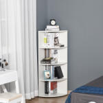 HOMCOM Dulap Colt cu 4 Rafturi, Design Compact, Alb, 39.5x39.5x120 cm | Aosom Romania (836-090WT) Biblioteca
