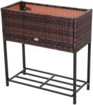 Outsunny Ghiveci pentru Flori Exterior din Ratan cu Raft din Metal 70x30x72cm Maro | Aosom Romania (867-039)