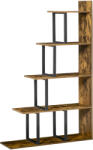 HOMCOM Bibliotecă în Stil Industrial în 5 Niveluri cu Cadru din Fier 102x30x160 cm, Maro | Aosom Romania (836-146) Biblioteca