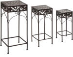 Outsunny Set de 3 Scaune Suport pentru Plante, Design Clasic din Fier, Ideal pentru Decorul Grădinii, Maro | Aosom Romania (845-035)