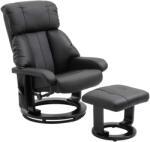 HOMCOM Fotoliu Rabatabil HOMCOM de Masaj cu Suport puf pentru picioare si Telecomanda, Capitonat cu Imitatie de piele, Negru | Aosom RO (700-008V02BK)