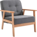 HOMCOM Fotoliu Vintage Stil Scandinav Moale și Confortabil Capitonat cu Butoni, 64, 5x70x74 cm, Gri | Aosom Romania (833-664)