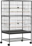 PawHut Cusca papagali de Interior din Otel si Lemn cu Tavă Detasabila, 4 Roți, Recipient pentru Alimente 78x52x132cm, Gri Inchis PawHut | Aosom Romania (D10-075CG)