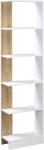 HOMCOM Bibliotecă de Perete cu 5 Rafturi și Dispozitiv Anti-Răsturnare din PAL 45x21x170 cm Alb Stejar | Aosom Romania (833-803) Raft