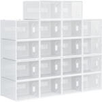HomCom Dulap pentru pantofi modular cu orificii de ventilatie, 18 cuburi 28x36x21cm din plastic PP, alb si transparent | Aosom Romania (850-174V01) Pantofar