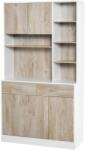 HOMCOM Bufet de Bucătărie Spațios, Dulap cu Sertare și Uși, Design Modern, 100x39x180 cm, Alb și Lemn Natural | Aosom Romania (835-260) Bufet