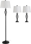 HomCom Set 3 Lampi pentru Interior (2 de Masa si 1 de Podea), Design Modern, pentru Living sau Dormitor | Aosom Romania (B31-179)