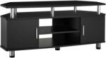 HomCom Comoda TV moderna HOMCOM, cu 2 compartimente inchise, raft, blat, benzi antiderapante, picioare din otel inox, din lemn, negru | Aosom Romania (833-324BK)