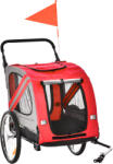 PawHut Remorcă Bicicletă pentru Câini 2-in-1, Carucior Animal de Companie, Cadru Oțel, Ataș de Călătorie | Aosom Romania (D00-144RD)