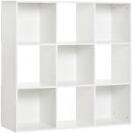 HOMCOM Biblioteca Albă pentru Casa si Birou, Raft cu Design Modern cu 9 Compartimente din Lemn, 91, 5 x 29, 5 x 91, 5 cm HOMCOM | Aosom Romania (833-422WT) Comoda