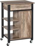 HOMCOM Carucior de bucatarie HOMCOM cu suport de pahare, sertar, rafturi, 4 roti | Aosom RO (801-180)