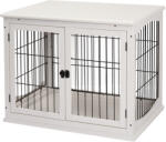 PawHut Casuta pentru Caini de Interior, Canisa pentru Animale din Lemn si Metal cu Usa Dubla, 58, 5 x 81 x 66 cm, Alba | Aosom Romania (D02-040WT)