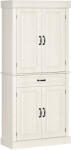 HOMCOM Bufet de bucatarie HOMCOM cu 2 dulapuri cu 2 usi si sertar, din lemn 80x35x180cm alb | Aosom RO (835-346V01) Bufet