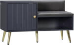 HomCom Dulap de Intrare pentru Pantofi cu Scaun Căptușit, Raft Deschis și Dulap, pentru 4 Perechi de Pantofi, 80x33x49 cm, Gri | Aosom Romania (837-297V01GY) Pantofar