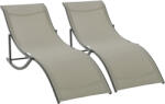 Outsunny Set 2 Sezlonguri de Gradina Outsunny Pliabile, Aluminiu si Textilen, Kaki, 61x165x63cm | Aosom Romania (84B-540CF)