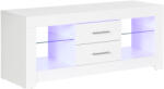 HomCom Comodă TV Modernă 55" cu LED RGB (12 Culori), Telecomandă Inclusă, Lemn cu Etajere din Sticlă, Dimensiune 120x40x50cm, Alb | Aosom Romania (839-531V92WT)