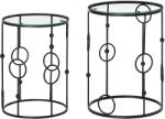 HomCom Set de 2 Măsuțe de Cafea Stivuibile din Metal și Sticlă Securizată, Design Modern Ø41x57cm și Ø36x51cm, Negru | Aosom România (833-674V00BK) Masa de cafea