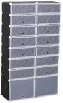 HomCom Organizator Pantofi Modular, 16 Cuburi, Ușor de Asamblat, Material PP, Design Modern, Alb și Negru, 95x37x160cm | Aosom Romania (837-017) Pantofar