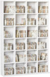 HOMCOM Bibliotecă Spațioasă, Dulap cu 24 Compartimente Reglabile, Design Modern, 130.5x89x20 cm, Alb, pentru Living sau Birou | Aosom Romania (831-040WT) Biblioteca