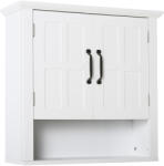 HomCom Dulapior 2 Rafturi de Montat pe Perete de Perete Bucatarie Baie Lemn 60x19, 8x58cm Alb (801-085)